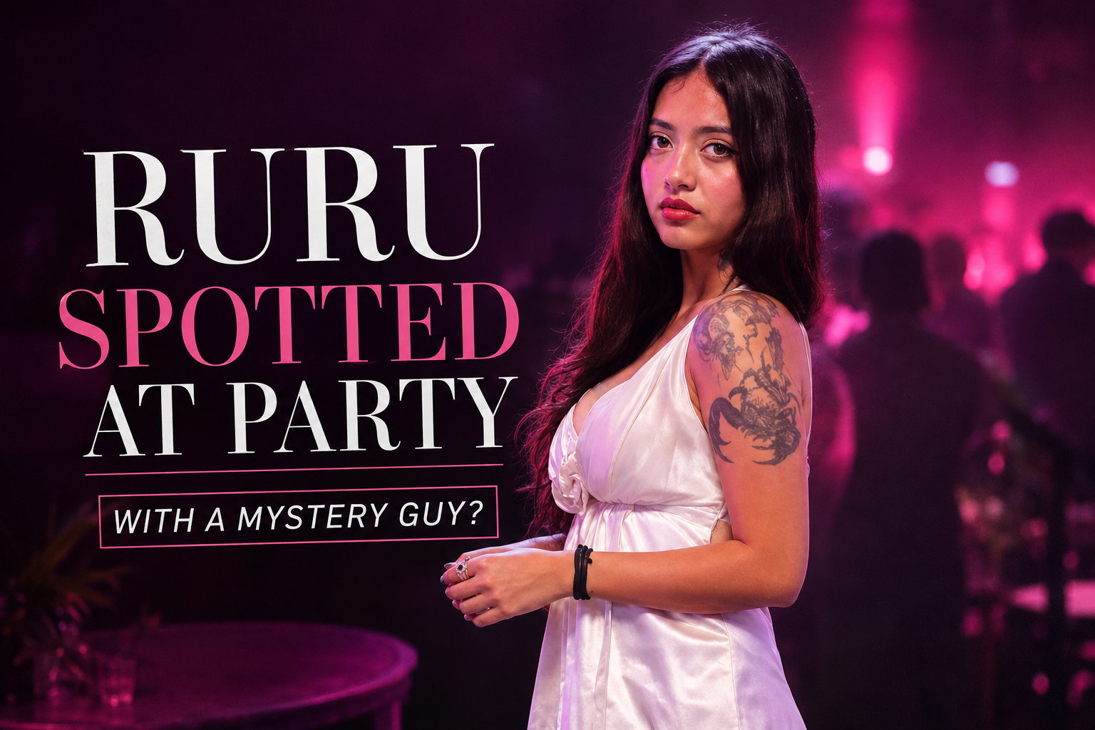 Ruru photographed with a mystery guy at a party